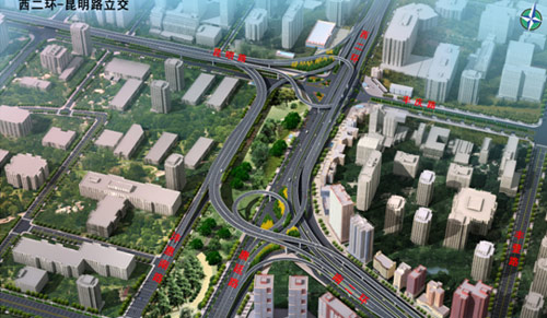 西安市昆明路快速路（西南二环立交）桥梁压球手机在线官网-压球（中国）